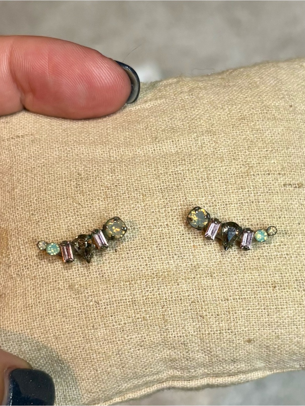 3/$20 - Anthropologie Mint and Silver Crystal Ear Climbers - Picture 2 of 4